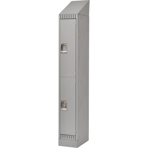 Assembled Lockers, 2 -tier, 12" x 18" x 72", Steel, Grey, Rivet (Assembled) Industrial Sales