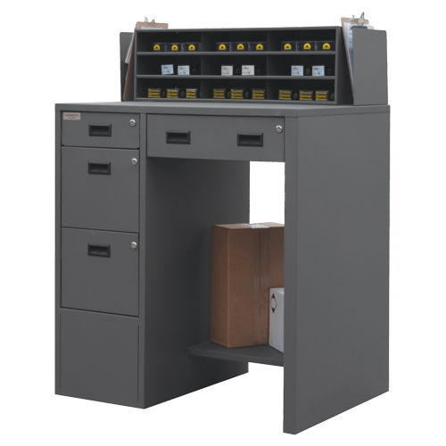 Bureau d'atelier, 39" la x 29" p x 53" h, Gris Industrial Sales