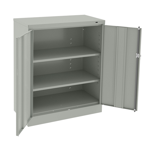Counter High Cabinet, Steel, 2 Shelves, 42" H x 36" W x 18" D, Light Grey Industrial Sales