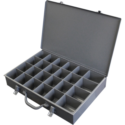 Steel Scoop Compartment Boxes, 17.875" W x 12" D x 3" H, 24 Compartments Industrial Sales