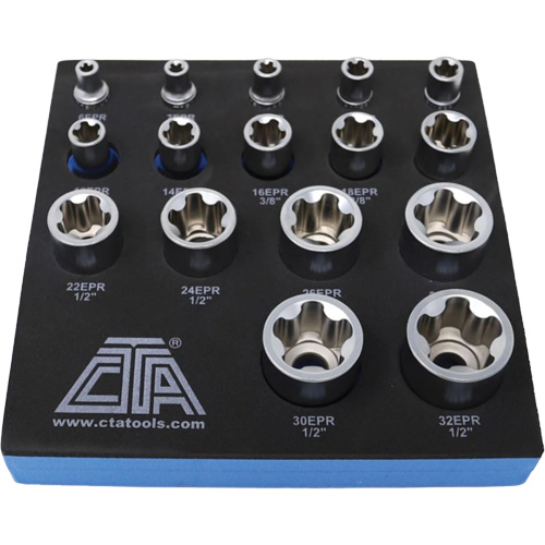 5-Point EPR Torx Socket Set, 16 Pieces, 1/4"/3/8"/1/2" Drive Size Industrial Sales