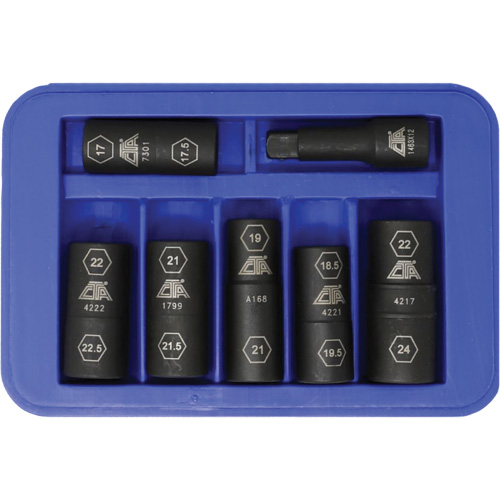 Half Metric Flip Socket Set, 7 Pcs, Impact, 1/2" Drive Size, Deep Industrial Sales