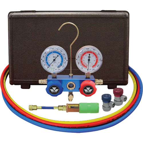 Automotive Manifold Gauge Set with Mini Dye Injector & Manual Couplers Industrial Sales
