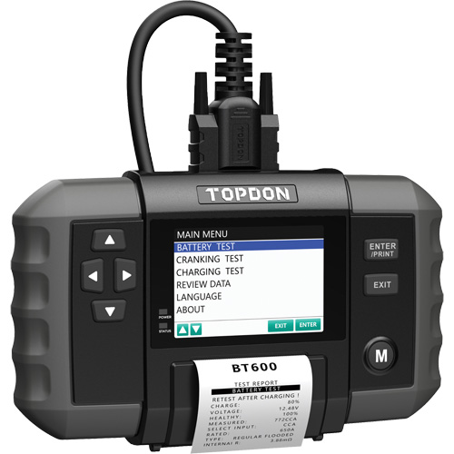 Testeur de batterie 12?V et de syst&egrave;mes 12?V/24?V BT600 avec imprimante int&eacute;gr&eacute;e Industrial Sales