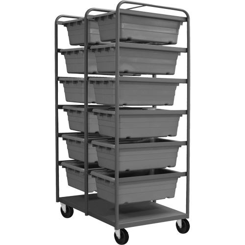 Mobile Tub Rack, Double-sided, 12 bins, 26" W x 36" D x 74" H Industrial Sales