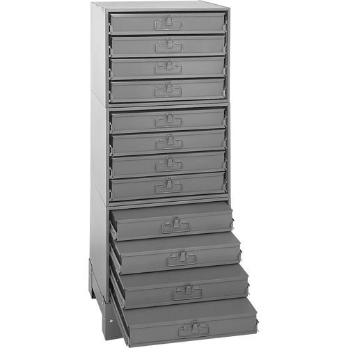 Modular Compartment Drawer Box Rack, Steel, 12 Drawers, 20-3/8" x 16" x 60-1/8", Grey Industrial Sales