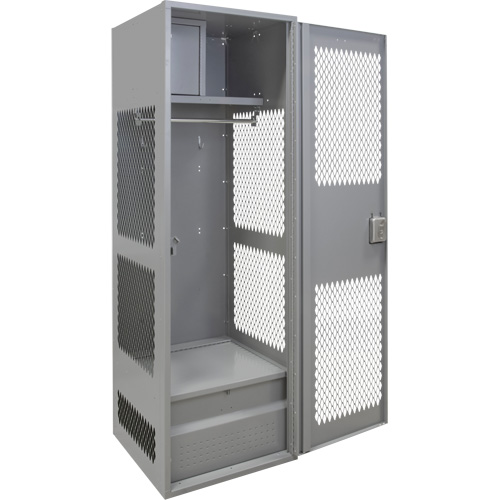 Gear Locker with Door, Steel, 24" W x 18" D x 72" H, Grey Industrial Sales