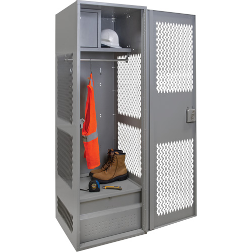 Gear Locker with Door, Steel, 24" W x 18" D x 72" H, Grey Industrial Sales