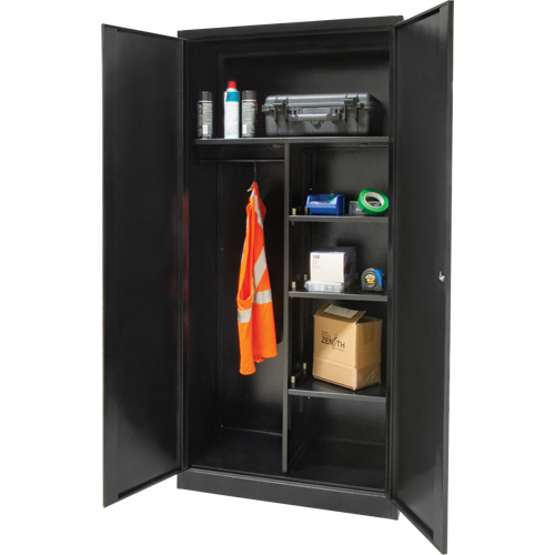 Combination Storage Cabinet, 36" W x 18" D x 72" H, Black Industrial Sales