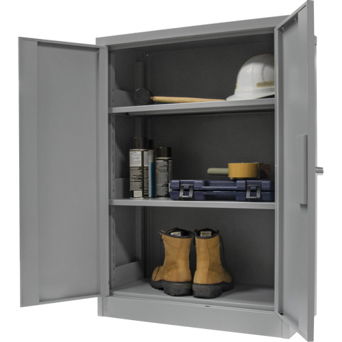 Counter-High Storage Cabinet, Steel, 2 Shelves, 42" H x 30" W x 15" D, Grey Industrial Sales