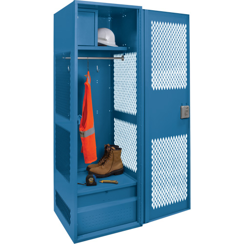 Gear Locker with Door, Steel, 24" W x 18" D x 72" H, Dark Blue Industrial Sales