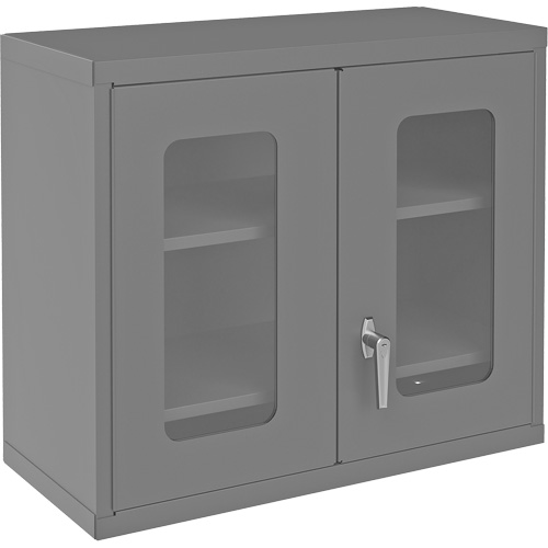 Wall-Mountable Storage Cabinet with Clearview Doors, 26-15/16" H x 29-7/8" W x 13-11/16" D, 2 Shelves, Steel, Grey Industrial Sales