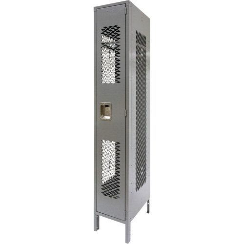 Vented Lockers, 12" x 18" x 78", Steel, Grey, Knocked Down, Perforated Industrial Sales