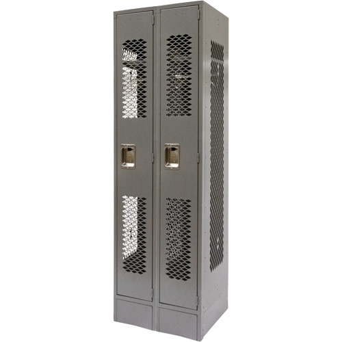 Casiers ventil&eacute;s, Bloc de 2, 24" x 18" x 78", Acier, Gris, D&eacute;mont&eacute;, Perfor&eacute; Industrial Sales