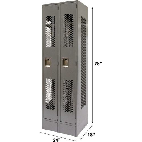 Casiers ventil&eacute;s, Bloc de 2, 24" x 18" x 78", Acier, Gris, D&eacute;mont&eacute;, Perfor&eacute; Industrial Sales