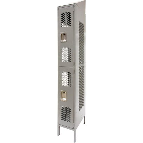 Casiers ventil&eacute;s, 2 niveaux, 12" x 18" x 88", Acier, Gris, D&eacute;mont&eacute;, Perfor&eacute; Industrial Sales