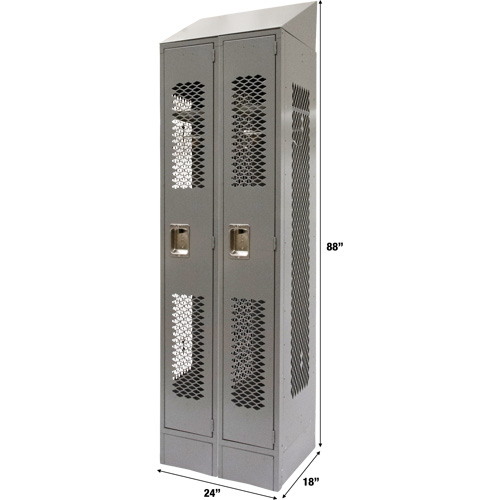 Casiers ventil&eacute;s, Bloc de 2, 24" x 18" x 88", Acier, Gris, D&eacute;mont&eacute;, Perfor&eacute; Industrial Sales