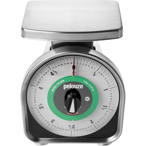 Pelouze Mechanical Portion Control Scale, 5 lbs. / 2.3 kg Cap., 10 g / 0.5 oz. Graduations Industrial Sales