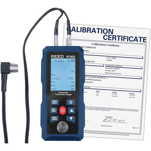 Jauge d'&eacute;paisseur avec certificat d'&eacute;talonnage, Affichage Num&eacute;rique, Ultrason, gamme de 0,04" - 11,8" (1 mm - 300 mm) Industrial Sales