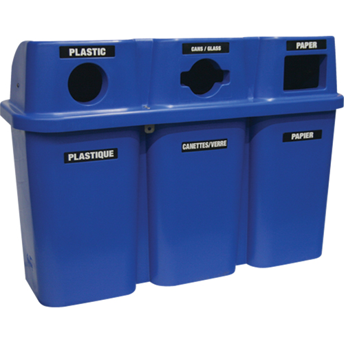 Contenants de recyclage Bullseye, Bord de rue, Plastique, 3 x 22 gal. US Industrial Sales