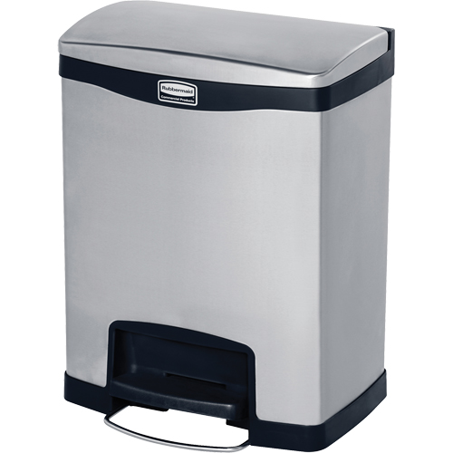 Contenant &agrave; d&eacute;chets Slim Jim , Acier inoxydable, Capacit&eacute; 8 gal. US Industrial Sales