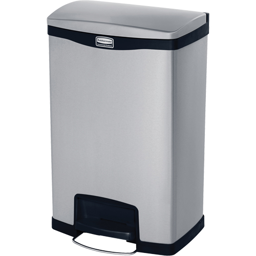 Contenant &agrave; d&eacute;chets Slim Jim , Acier inoxydable, Capacit&eacute; 13 gal. US Industrial Sales