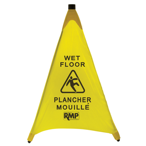 "Wet Floor" Pop-Up Safety Cone, Bilingual with Pictogram Industrial Sales