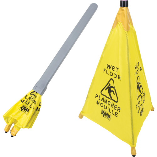 "Wet Floor" Pop-Up Safety Cone, Bilingual with Pictogram Industrial Sales
