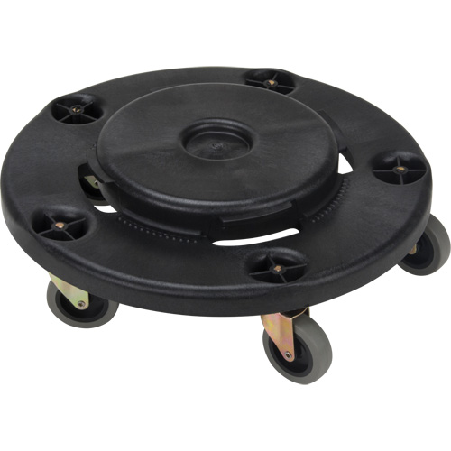 Socle roulant pour contenant &agrave; d&eacute;chets, Polypropyl&egrave;ne, Noir, Convient aux contenants 24" dia. Industrial Sales