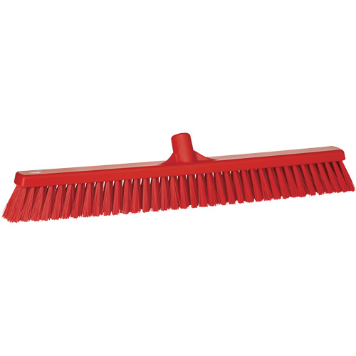 Combo Bristle Push Broom, Coarse/Fine Bristles, 24-1/2", Polyester, Red Industrial Sales