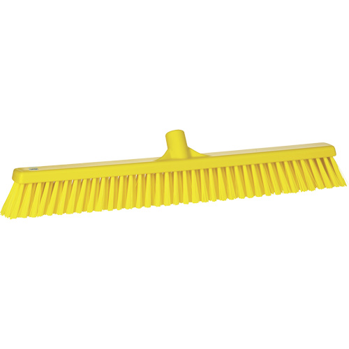Combo Bristle Push Broom, Coarse/Fine Bristles, 24", Polyester, Yellow Industrial Sales