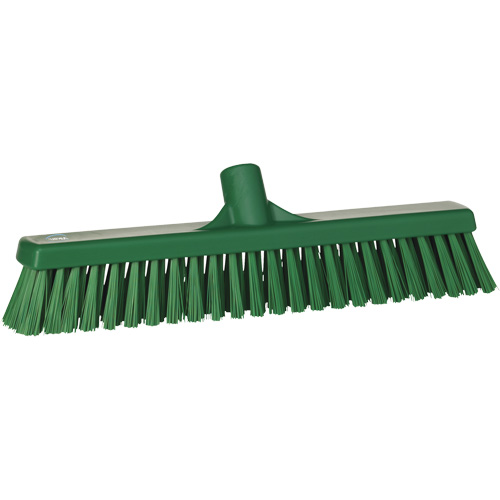 Combo Bristle Push Broom Head, Coarse/Fine Bristles, 16-1/2", Polyester, Green Industrial Sales