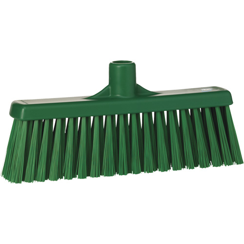 Upright Broom Head, Medium Bristles, 12", Polyester, Green Industrial Sales