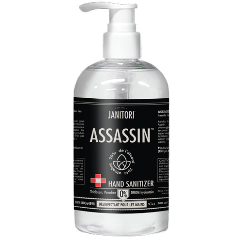 D&eacute;sinfectant pour les mains 54 Assassin, 500 ml, Bouteille &agrave; pompe, 70 % alcool Industrial Sales