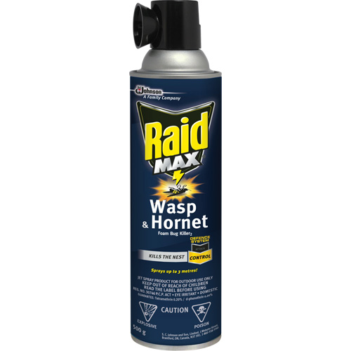Mousse insecticide contre les gu&ecirc;pes et les frelons Raid Max, 500 g, Canette a&eacute;rosol, &agrave; base de solvant Industrial Sales