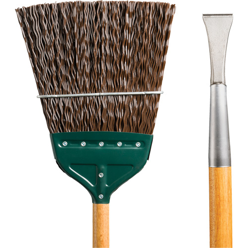 Track & Switch Broom with Heavy-Duty Forged Chisel, Wood Handle, Polypropylene Bristles, 55" L Industrial Sales