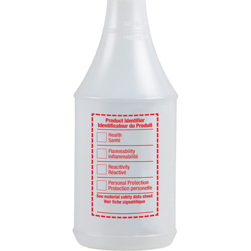 Round Spray Bottle with WHMIS Label, 24 oz. Industrial Sales