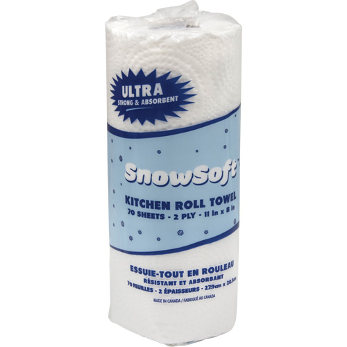 Essuie-tout pour cuisines de premi&egrave;re qualit&eacute; Snow Soft, 2 Pli, 70 Feuilles/rouleau, 8" la, 11" lo Industrial Sales
