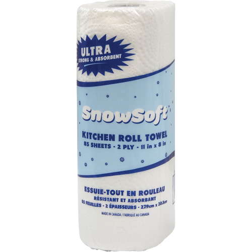 Essuie-tout pour cuisines de premi&egrave;re qualit&eacute; Snow Soft, 2 Pli, 85 Feuilles/rouleau, 8" la, 11" lo Industrial Sales
