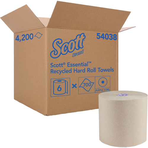 Essential 100% Recycled Brown Hard Roll Towels, 1 Ply, Standard, 700' L Industrial Sales