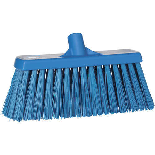 Heavy-Duty Push Broom, Stiff Bristles, 13", Polyester, Blue Industrial Sales