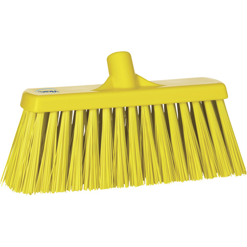 Heavy-Duty Push Broom, Stiff Bristles, 13", Polyester, Yellow Industrial Sales