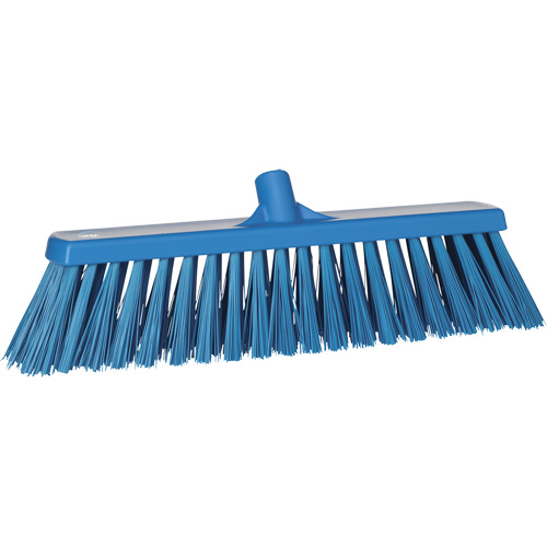 Heavy-Duty Push Broom, Stiff Bristles, 20", Polyester, Blue Industrial Sales