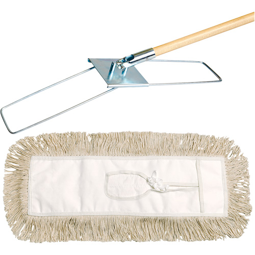 Break-Ezy Dust Mop System, Tie-On Style, Cotton, 48" L x 3-1/2" W Industrial Sales