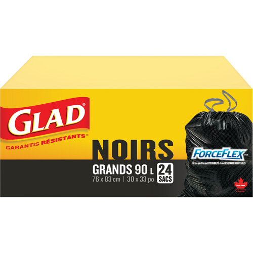 90L Garbage Bags, Regular, 30" W x 33" L, Black Industrial Sales