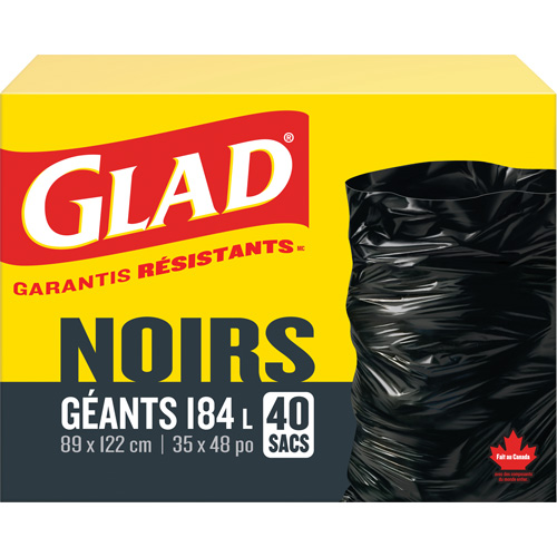 184L Garbage Bags, Regular, 35" W x 48" L, Black Industrial Sales