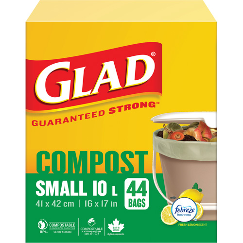 Small Compostable Bags, Regular, 17" L x 16" W, Brown, 10 L (3 Gal.) Capacity Industrial Sales