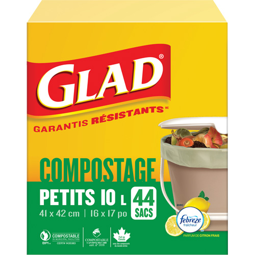 Small Compostable Bags, Regular, 17" L x 16" W, Brown, 10 L (3 Gal.) Capacity Industrial Sales