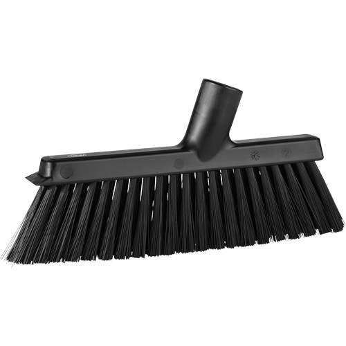 Balai biseaut&eacute; avec pas de vis inclin&eacute;, Crins Moyen, 10", Polyester, Noir Industrial Sales