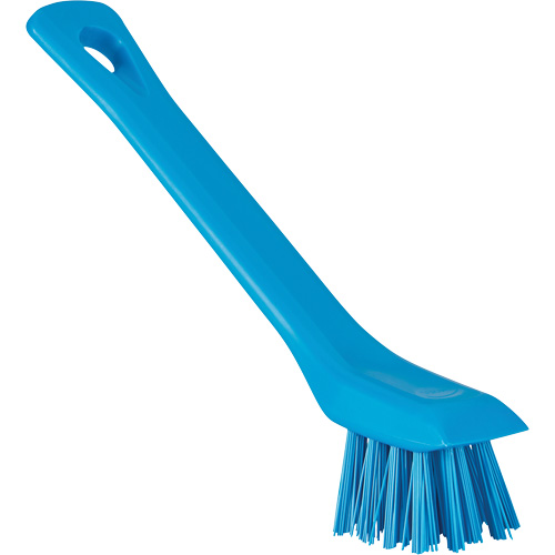 Brosse avec rebord grattoir, Soies Ferme, Longueur de 6", Bleu Industrial Sales